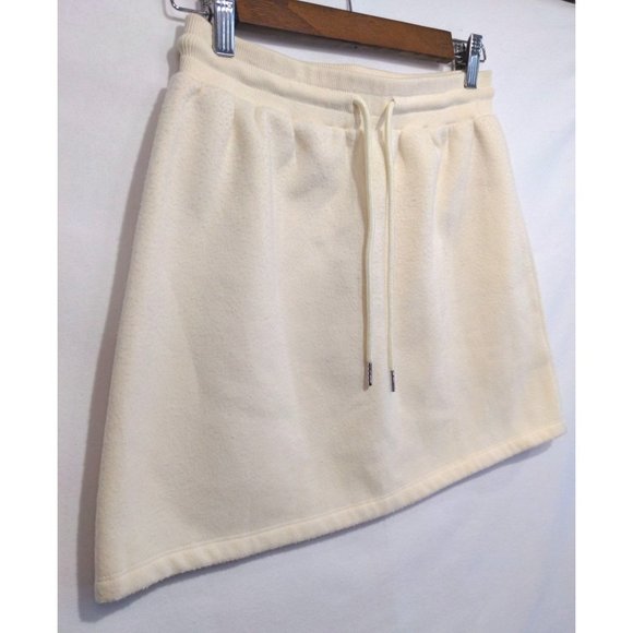 Princess Polly Women's Fleece Mini Skirt A-Line Y2K Drawstring Waist Cream Sz 6 - Picture 2 of 9